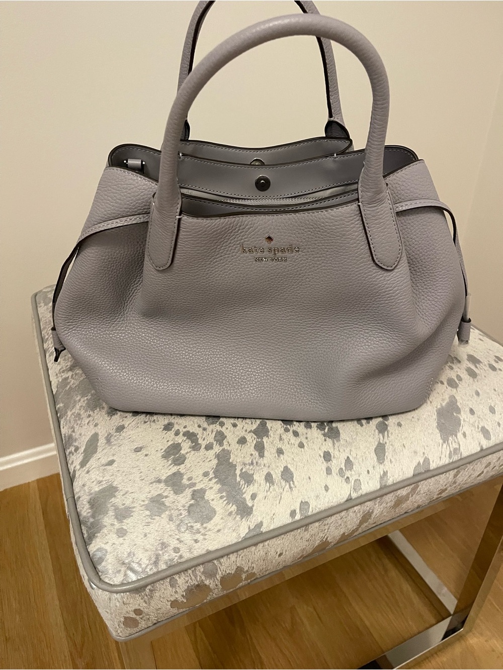 kate spade Gray Pebbled Leather Shoulder Bag